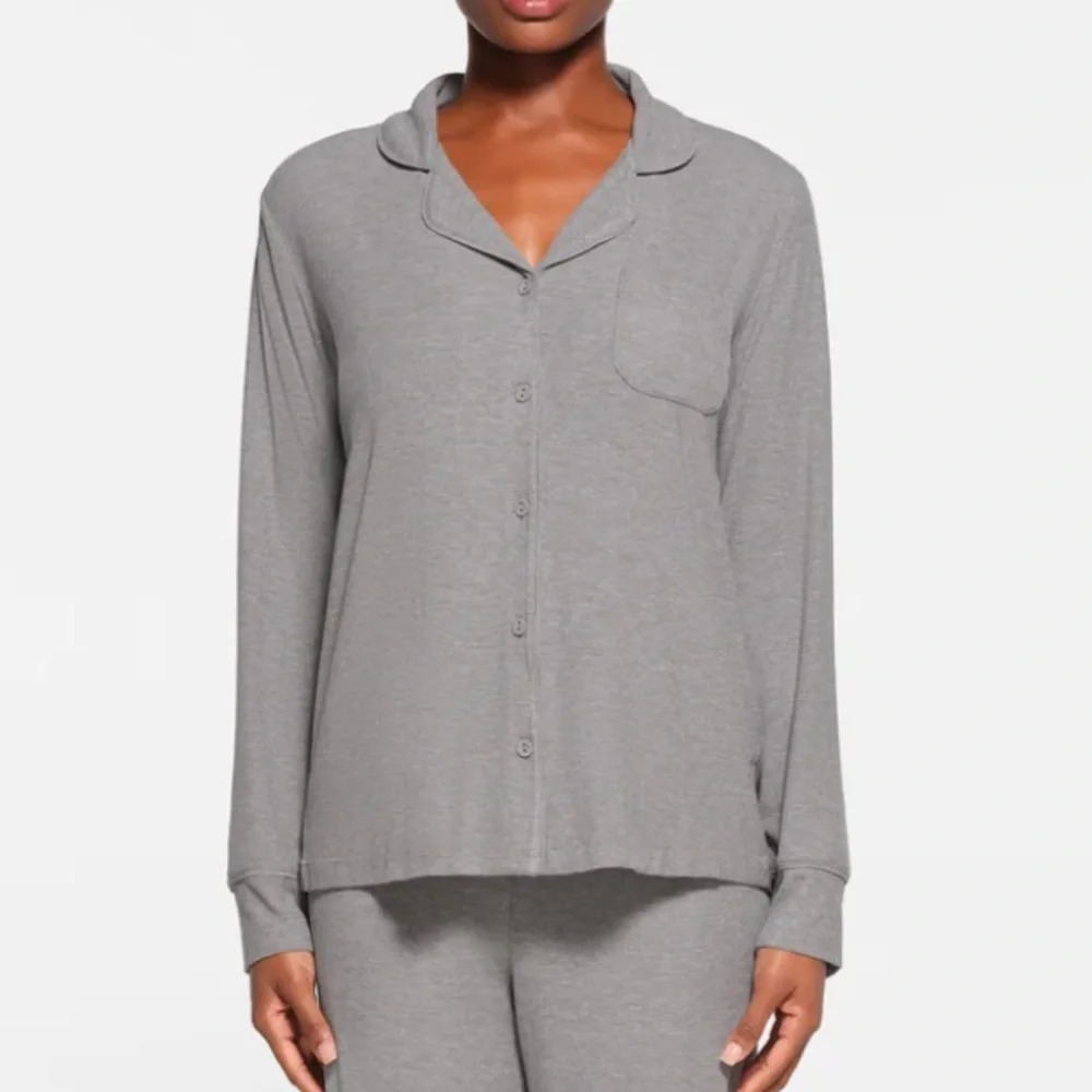 SKIMS Gray Button Down Shirt only: Pants not included